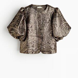 Gold and Black Balloon-Sleeved Jacket